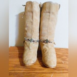 Vintage Suede Leather Tassel Boots.